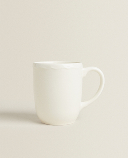 ZARA HOME ГЛИНЯНАЯ КРУЖКА С РЕЛЬЕФНЫМ КРАЕМ