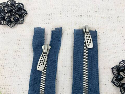 Молния металл Т5, L 80 см, 2 бегунка, синий/никель