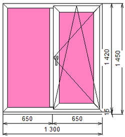 Пластиковое окно 1420 х 1300 ТермА Эко