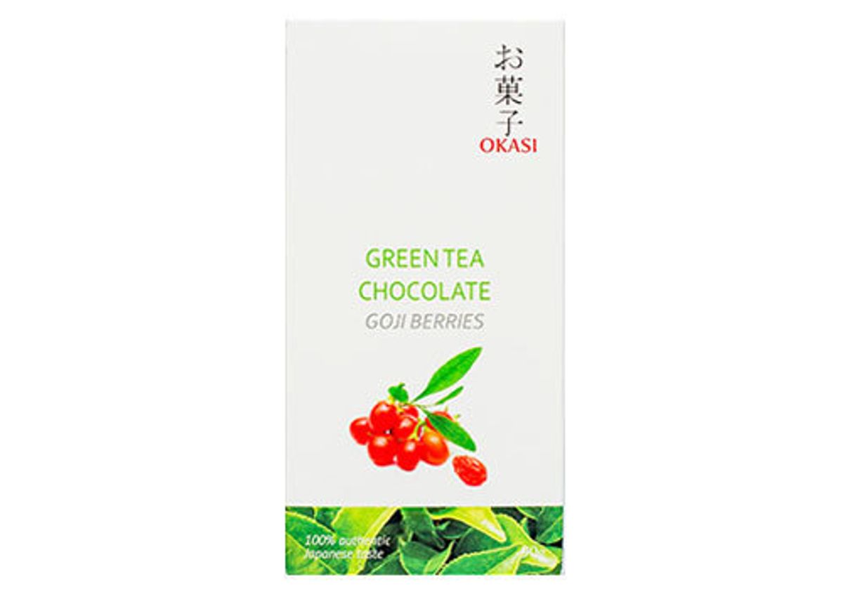 Шоколад Okasi с чаем матча и ягодами годжи, 90г