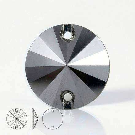 Стразы пришивные из стекла, цвет Jet Hematite, форма Rivoli