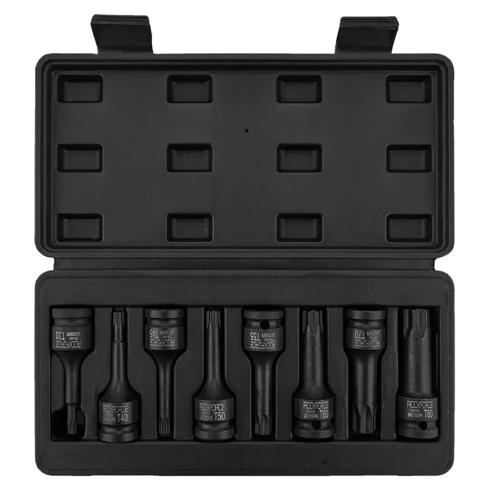Набор головок-бит TORX ударных 1/2'', 8пр.(Т30,40,45,50,55,60,70,80),в кейсе RockForce##Rock FORCE RF-4088MPB