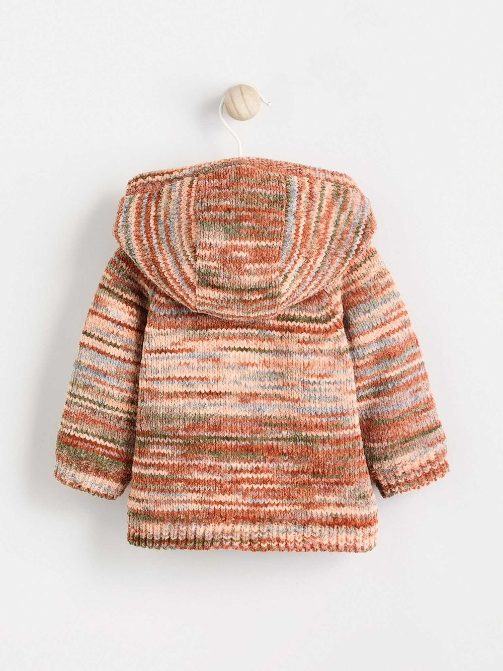 Вязаный кардиган с капюшоном для малышей Next K82-046, Кирпичный