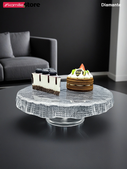 Тортница на ножке 26,5х8,5 см. из стекла, Diamante