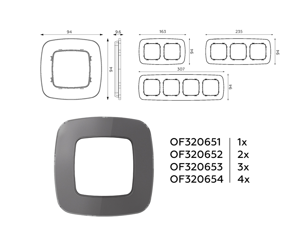 OF320653 Рамка OMEGA Radian (Антрацит серый Стекло органическое) 3-ая