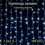 Гирлянда интерьерная штора-занавеска ЖЕЛТАЯ 2 х 2 метра 240 светодиодных лампочек