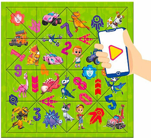 Головоломка с дополненной реальностью. 32 детали. Турбозавры. 30х30,5 см. ГЕОДОМ