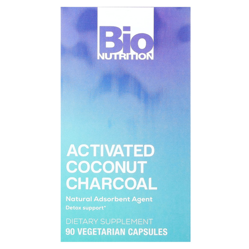 Bio Nutrition, активированный кокосовый уголь, 90 вегетарианских капсул (260 мг в 1 капсуле)