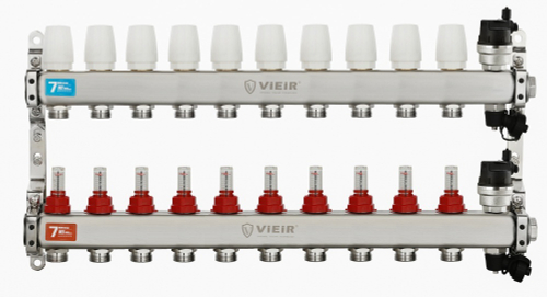Колл. группа БЕЗ КРАНОВ (НЕРЖ) с расход. и ВСТ. ВОЗД.  10-вых. ViEiR (2/1шт) Т