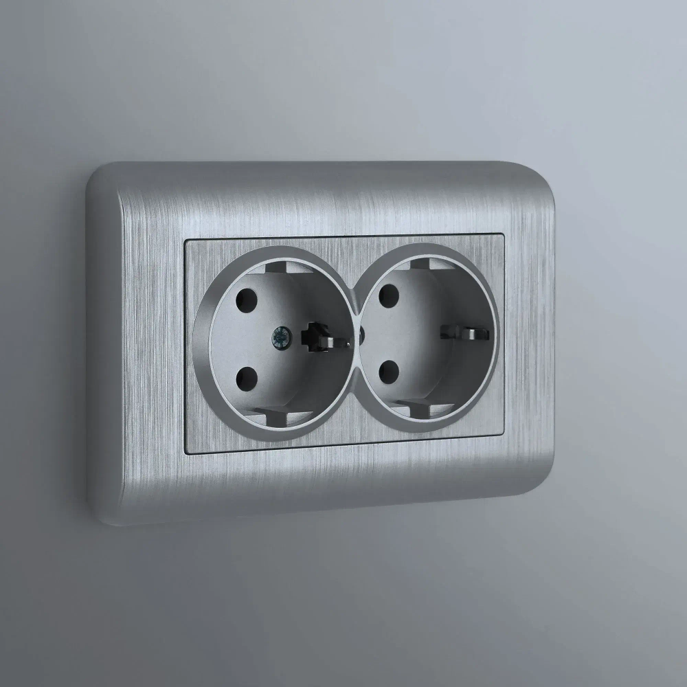 Рамка для двойной розетки Stream (серебряный) W0082106