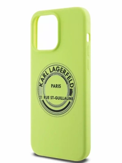 Чехол Karl Lagerfeld Liquid Silicone Round Logo для iPhone 15 Pro Max Green (Зелёный)