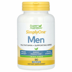 Super Nutrition, SimplyOne, мультивитамины и полезные травы для мужчин, без железа, 90 таблеток