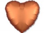 AN Шар сердце 18"/46 см, сатин оранжевый Amber (БГ-15)