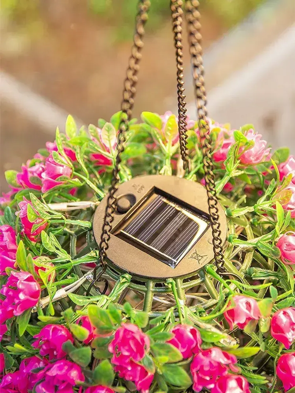 Декоративное подвесное кашпо для сада / фонарь садовый на солнечной батарее "Цветочный шар Азалия" ЧУДЕСНЫЙ САД