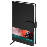 Скетчбук, белая бумага 140 г/м2 130х210 мм, 80 л., КОЖЗАМ, застежка, BRAUBERG ART CLASSIC, черный, 116461