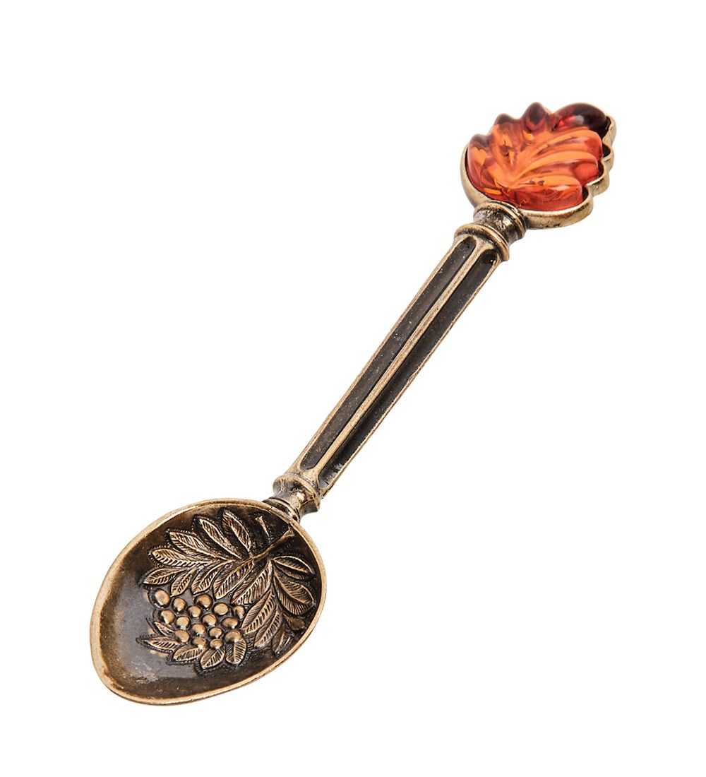 Народные промыслы AM-3165 Ложка «Рябина» (латунь, янтарь)