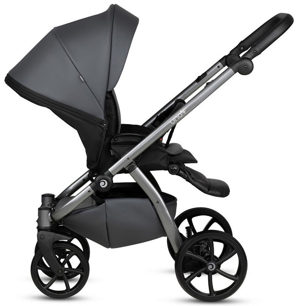 Детская коляска Tutis Uno 5 Plus Leather collection 3 в 1 с автокреслом Elo Lux EduSky Black 1402166 Licorice