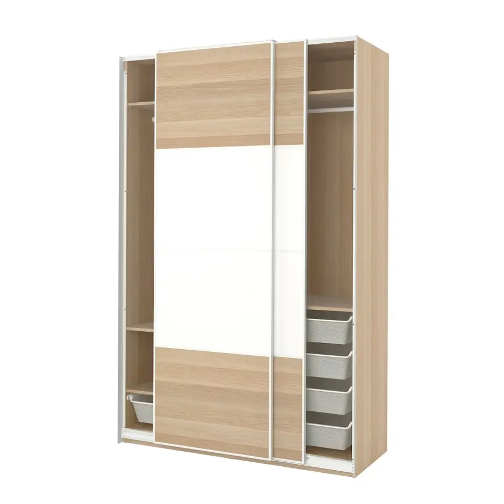 Шкаф-купе - IKEA PAX/MEHAMN/ПАКС/МЕХАМН ИКЕА, 66х150х236,4 см, белый/светло-коричневый