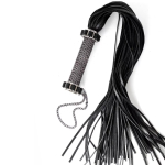 Плеть с рукояткой из плетеной цепочки кожа черный 75 см