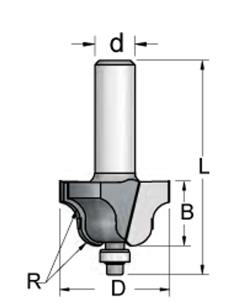 Фреза римский профиль с подшипником D25,4 RD04005