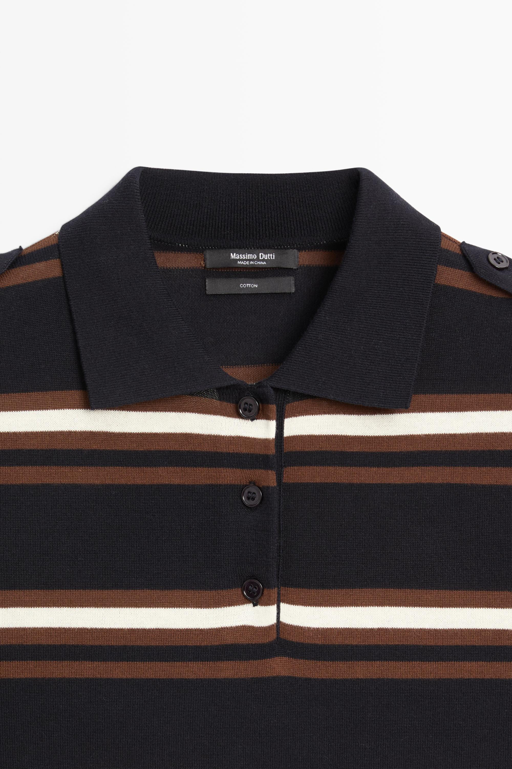 Massimo Dutti Трикотажный поло в полоску из 100% хлопка, темно-синий