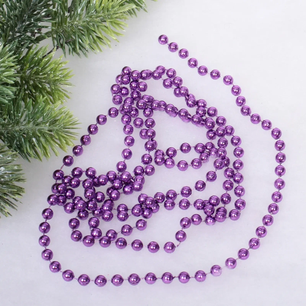 Бусы на ёлку 2,0 м «Шарик средний» d-8мм, Лаванда