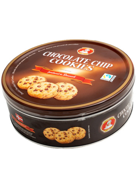 Датское печенье Patisserie Matheo Chocolate Chip Cookies с шоколадной крошкой в жестяной банке 454 г, в качестве подарка
