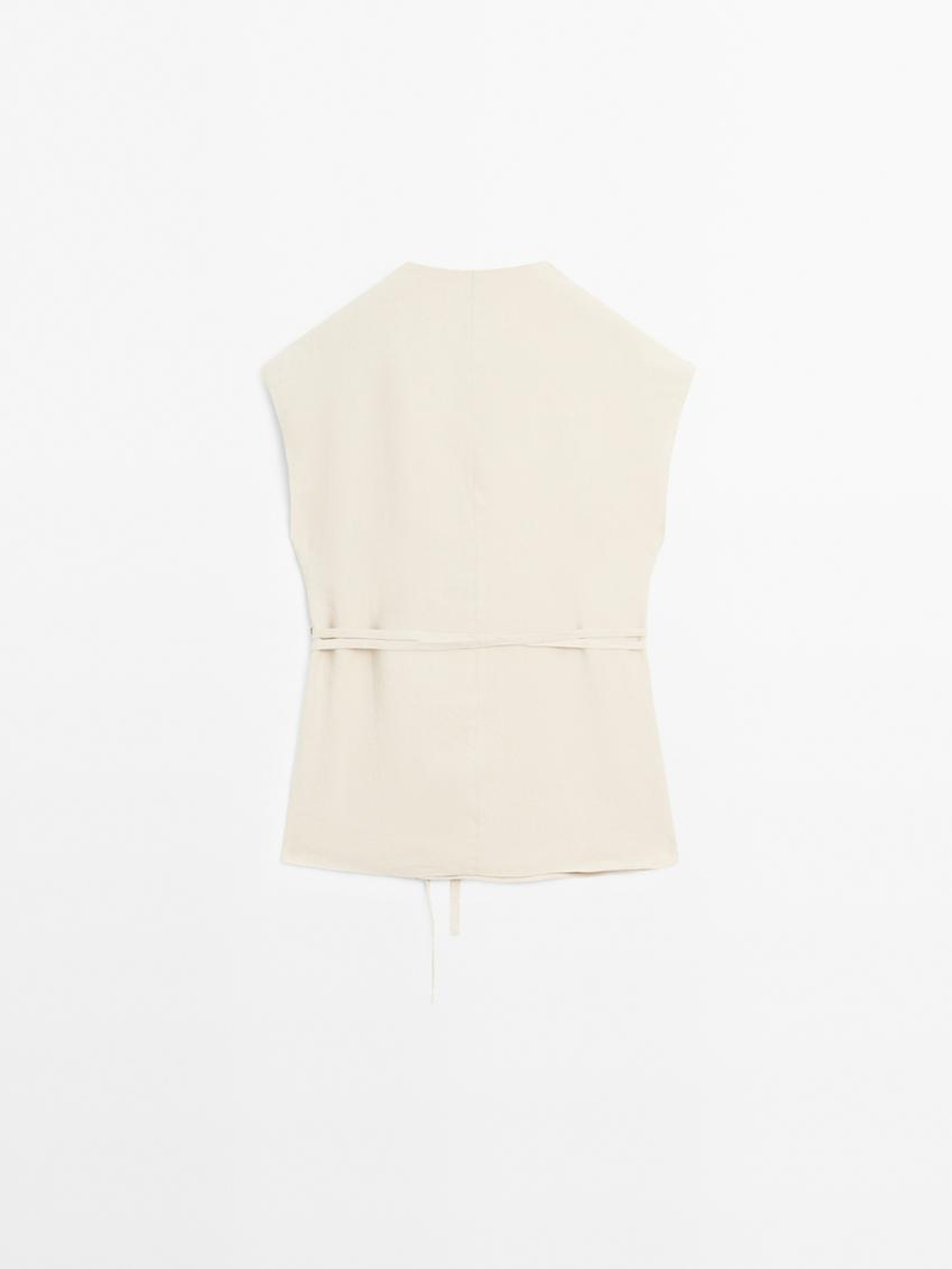 Massimo Dutti Жилет из 100% льна, каменный