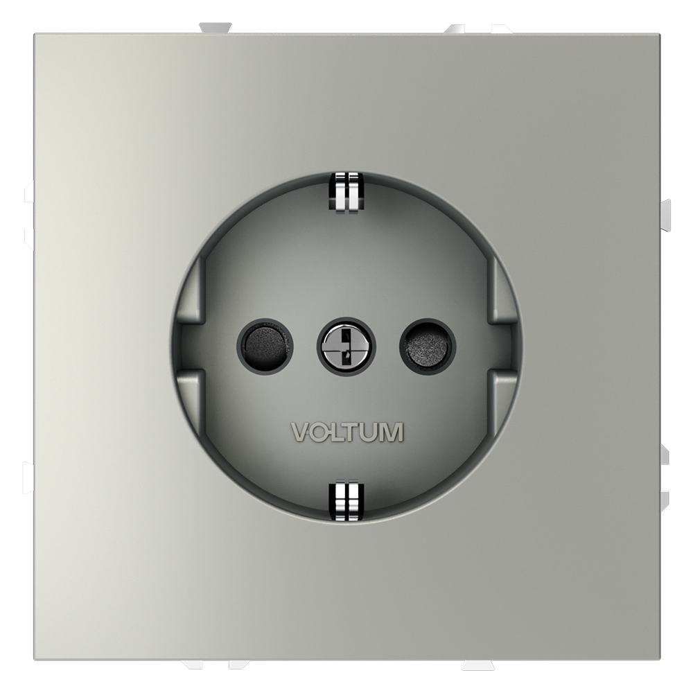Розетка встраиваемая VOLTUM S70 с заземлением и защитными шторками, 16А, (сталь)