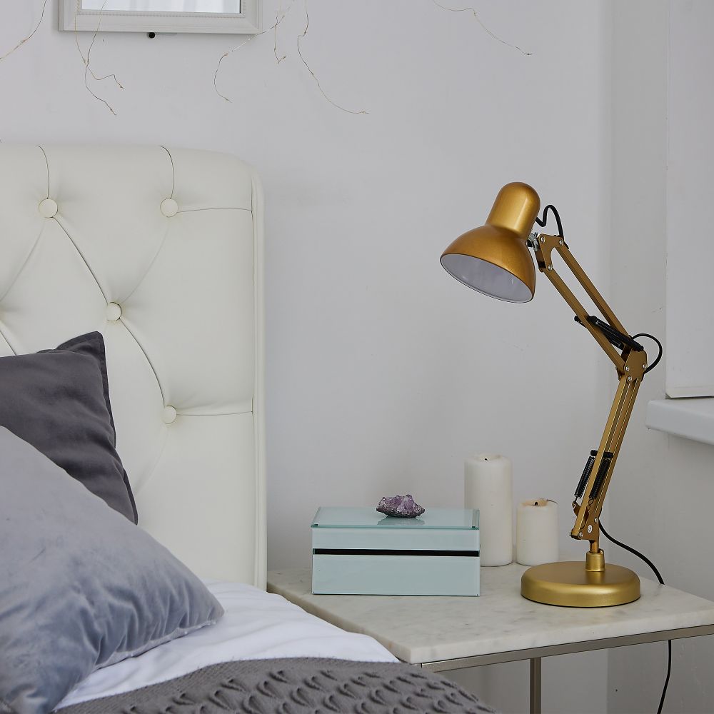 TLI-221 GOLD E27 Светильник настольный. Цоколь Е27. 60W. Механический выключатель. Золотой. ТМ Uniel