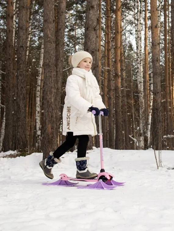 Самокат-снегокат 2 в 1 GRAFFITI «Зайка»