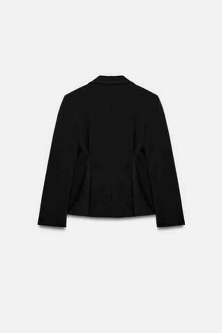 ZARA БЛЕЙЗЕР ИЗ РЕЛЬЕФНОЙ ТКАНИ С БАСКОЙ — ZW COLLECTION, ЧЕРНЫЙ