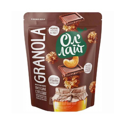 Запеченная гранола (мюсли) медовая с шоколадом и орехами, 280 г (3,05 б)