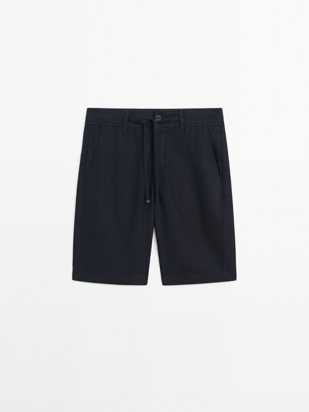 Massimo Dutti 100% льняные шорты-бермуды, темно-синий