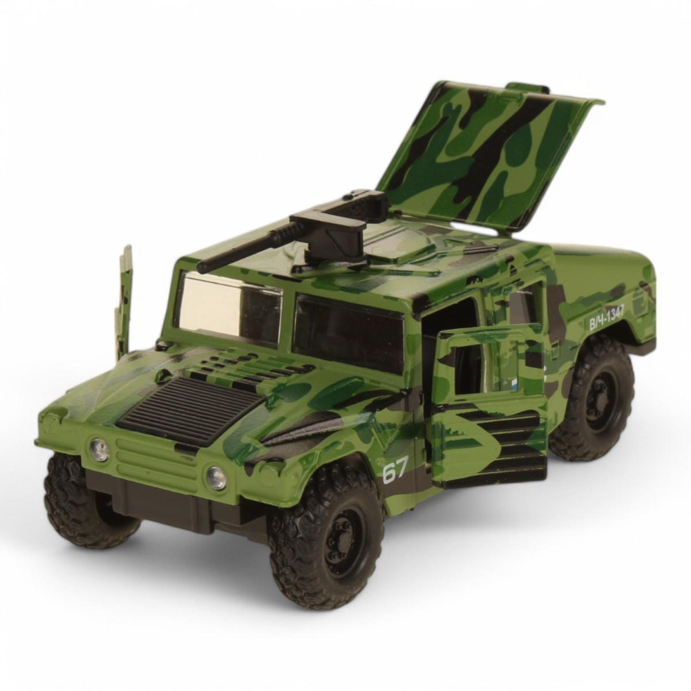 Модель ин. мет. "Армейский внедорожник" 12см. двери, багажн, камуф, коробкаHUMVE-12MIL-GN (Технопарк)