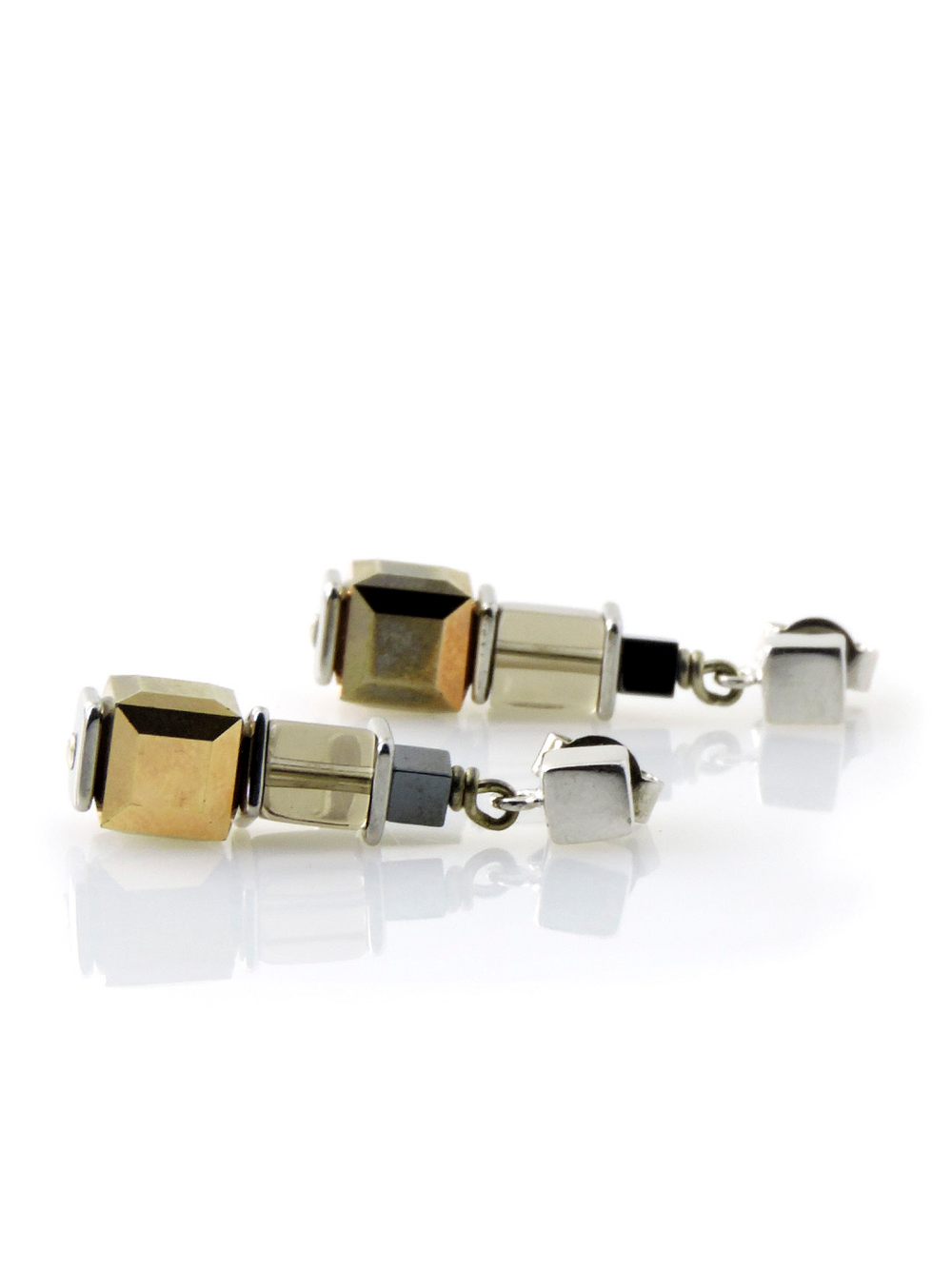 4660 Coeur de Lion серьги-пуссеты с кристаллами Сваровски в коричнево-бежевой гамме - Parfum.cash