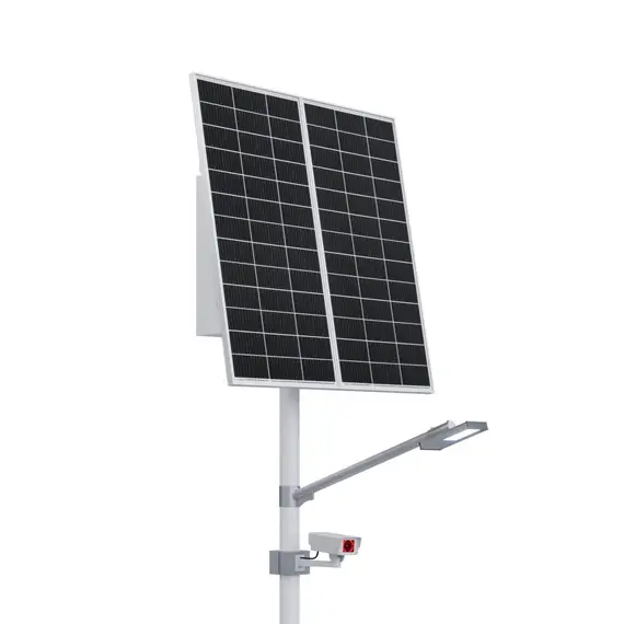 Автономная система видеонаблюдения с освещением на опоре (2 солнечные панели 200 Вт)