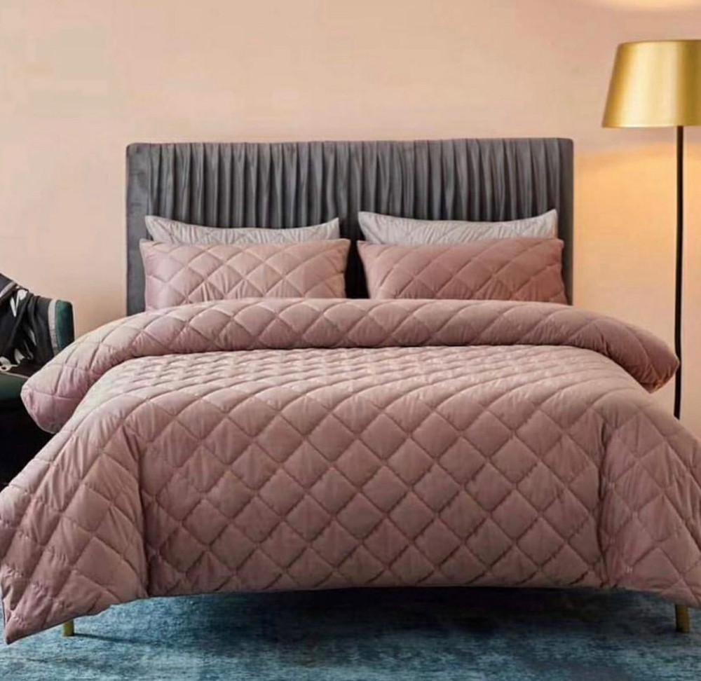 Постельное белье ЕВРО Велюр Пудра