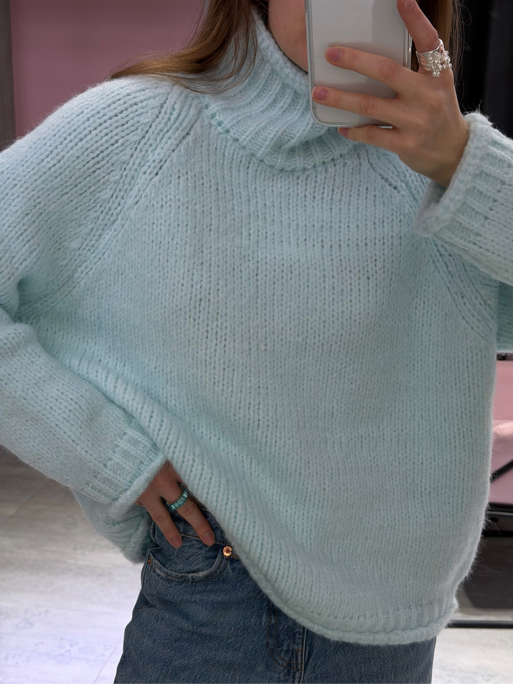 Свитер с горлом Candy небесный