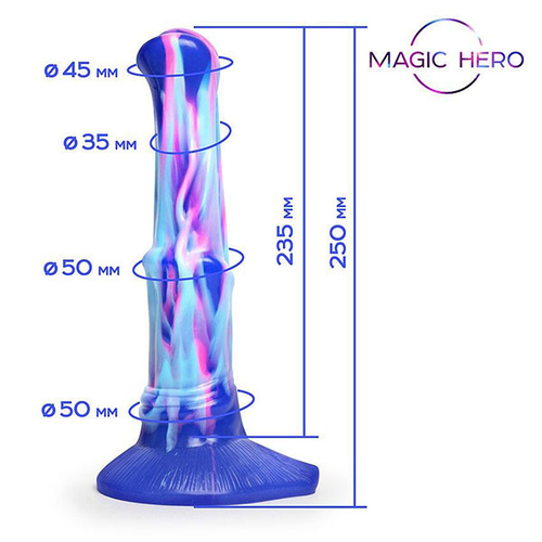 Сине-голубой фантазийный фаллоимитатор 25см Bior Toys Magic Hero MH-13038