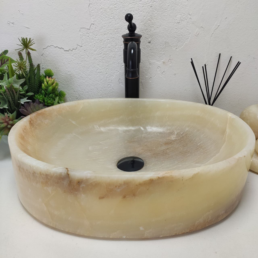 Раковина из оникса Oval Yellow OY-61567 (52*38*14)