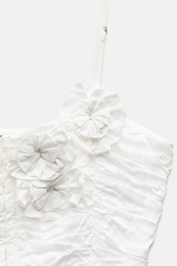 ZARA ТОП В БЕЛЬЕВОМ СТИЛЕ С ЦВЕТОЧНЫМ ПРИНТОМ, ЖЕЛТОВАТО-БЕЛЫЙ