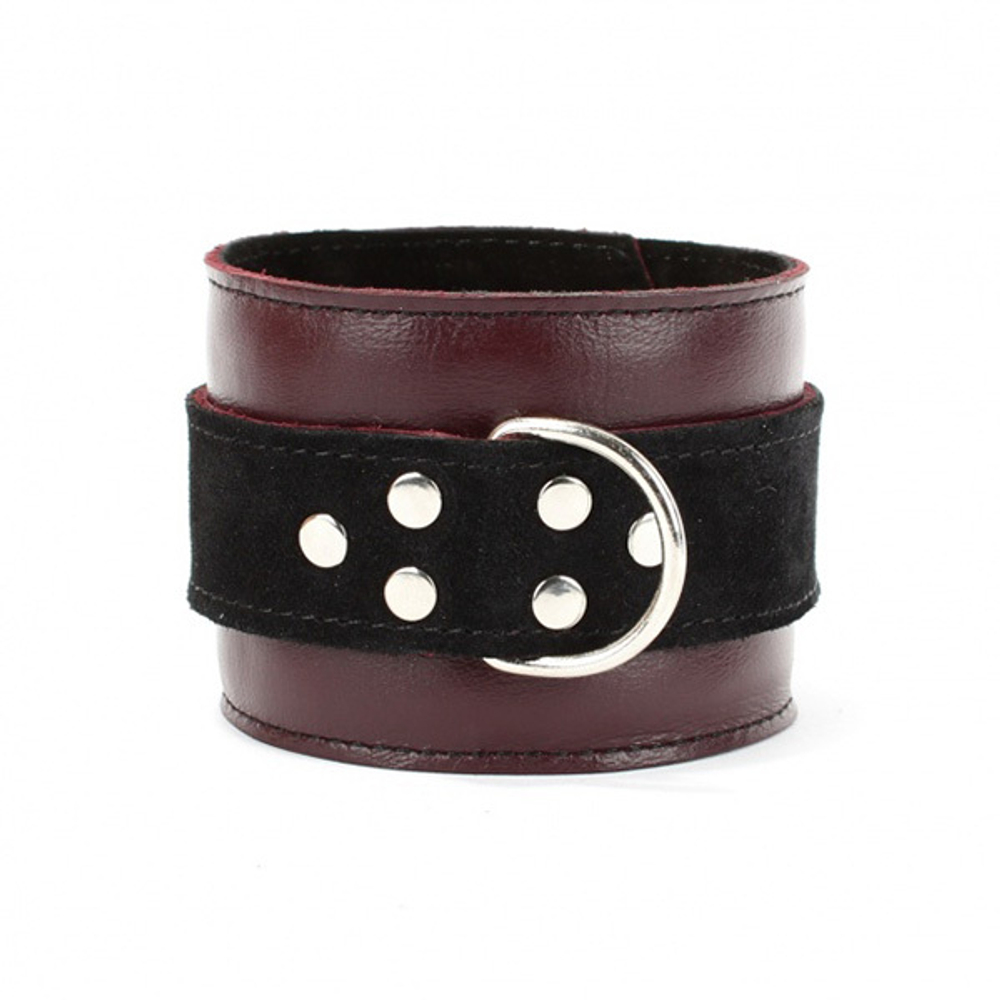 Бордовые кожаные наручники БДСМ Арсенал Lady's Arsenal Maroon Shackles Of Hands 67024