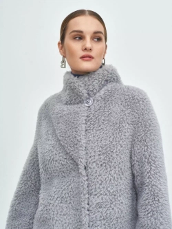 Искусственная зимняя эко шуба чебурашка, серая, Северина