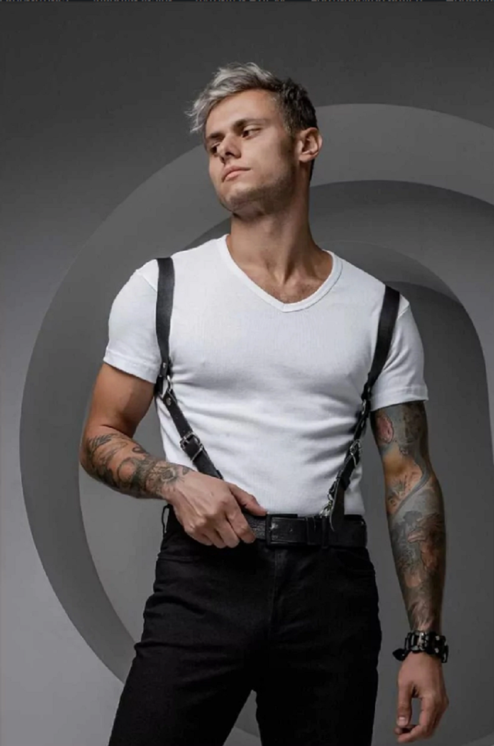 Портупея мужская Ra кожа черная S/M