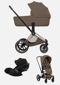 Cybex Priam 5 Style, в цвете Coconut Brown (шасси Rose Gold) + автокресло Cybex Cloud G3