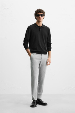 ZARA БРЮКИ SLIM FIT COMFORT, СЕРЫЙ МЕЛАНЖ