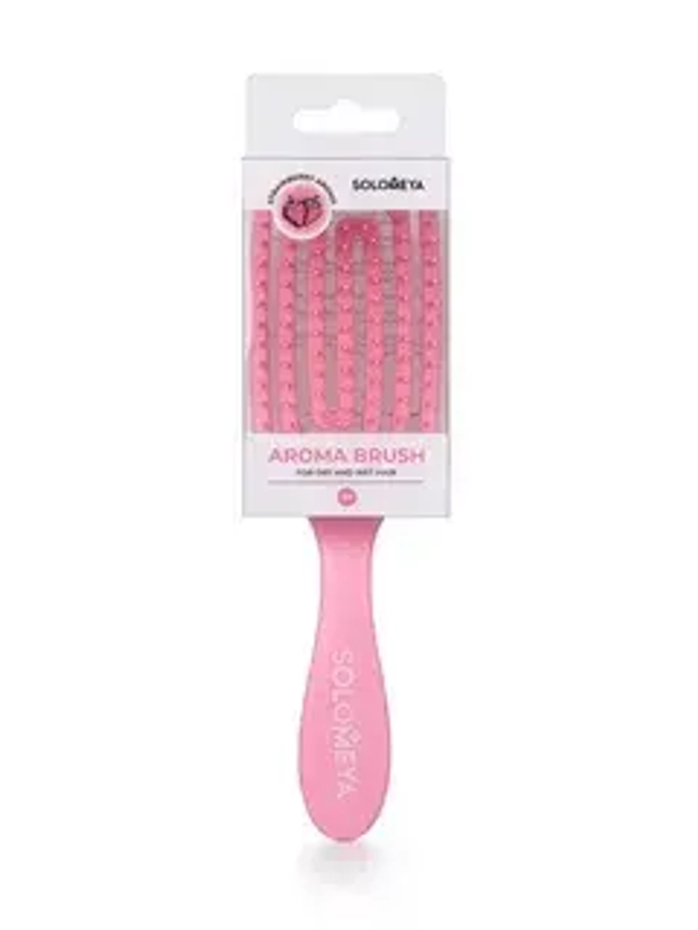 Расческа для сухих и влажных волос с ароматом клубники SOLOMEYA Wet Detangler Mini Brush Restangular