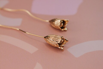 Подвеска цветок длинная 75х9 мм позолота