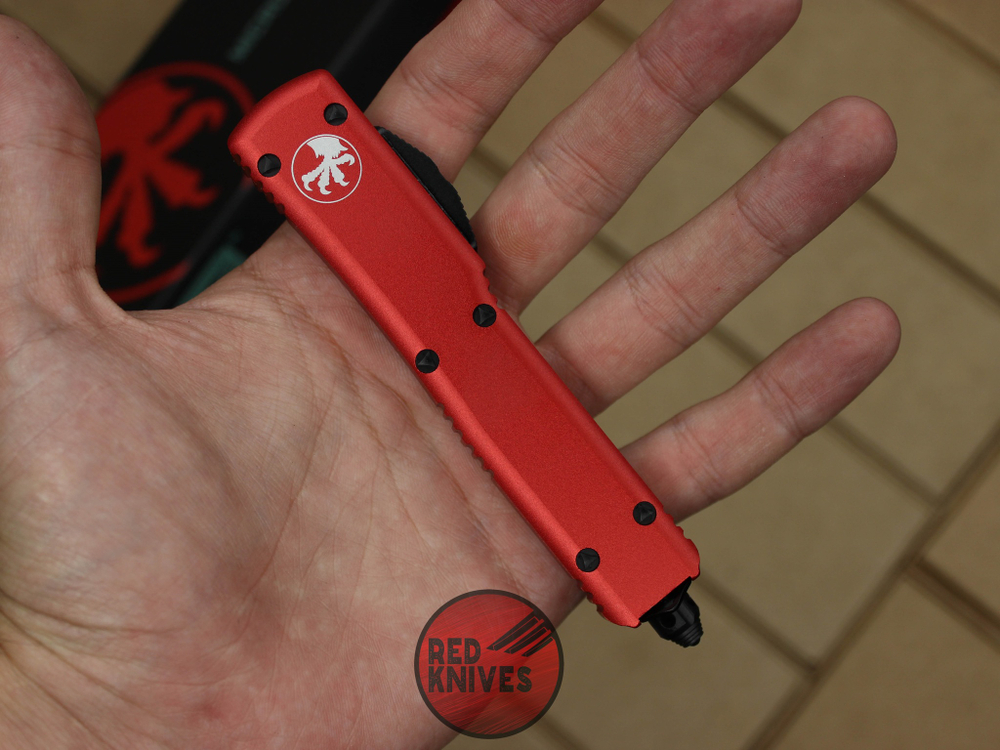 Нож Microtech Ultratech Helhound H/E - красная рукоять, черный клинок + запчасти RK-351